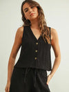 Crinkled Front Button Top