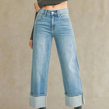  Cuffed Wide Leg - medium wash