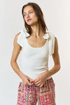 Shoulder Ribbon Tie Tank Top