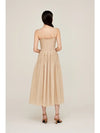 Boxy Smocked Cotton Dress - Sand