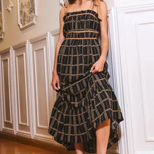  Plaid Print Midi Dress - Black/Taupe