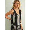 Sleeveless Striped V-Neck