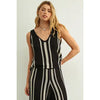 Sleeveless Striped V-Neck